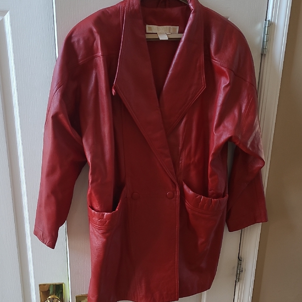 Architect 100% Red Leather VINTAGE Coat/Jacket In Size Medium
